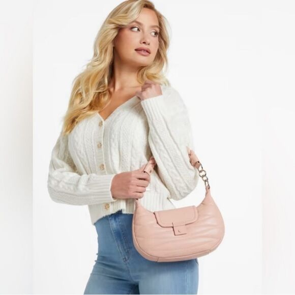 GUESS Lily Quilted Shoulder Bag • Blush Pink • New • Sold Out - Picture 5 of 9